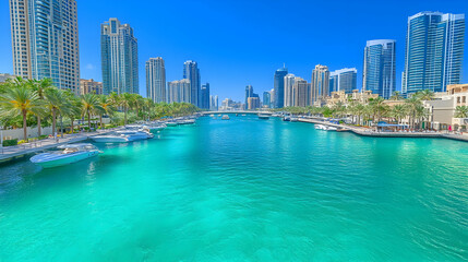Obraz premium Vibrant Marina, Cityscape Illustration
