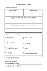 Car Maintenance  checklist printable planner household binder, home organization, homekeeping notebook, vehicle, auto, log book, road trip template