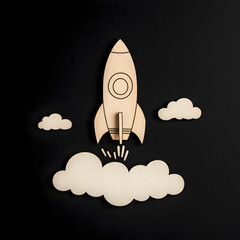 Wooden Rocket Illustration Launch Startup