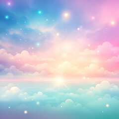 Dreamy Pastel Sunset Sky with Sparkling Clouds.
