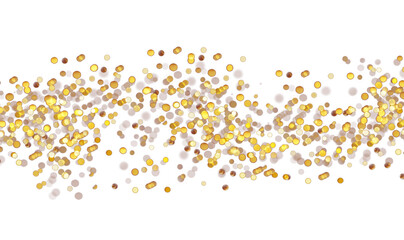 Golden bokeh dust explosion on transparent background