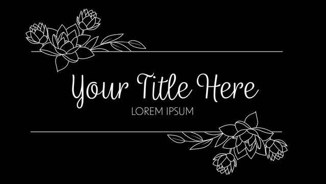 Black & White Wedding Title With Flowers