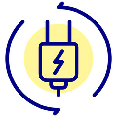 electricity reuse vector mixed outline icon