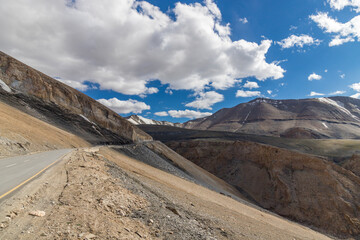 View of beautiful himalayan mountains at taglang la, passing through the keylong-leh road, elevation 5,328 metres, is a high altitude mountain pass in the Indian union territory of Ladakh.