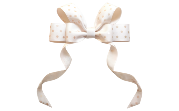 bow with yellow dots on transparent background