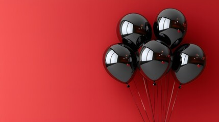 black friday sale horizontal banner with balloon and red background