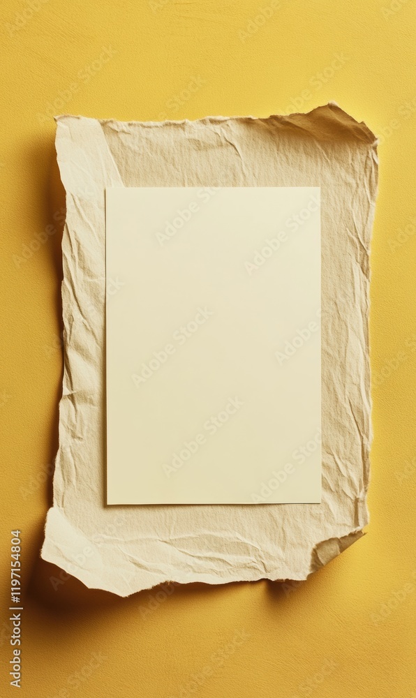 Poster blank paper mock up on textured background with space for creative text and design elements in vibra