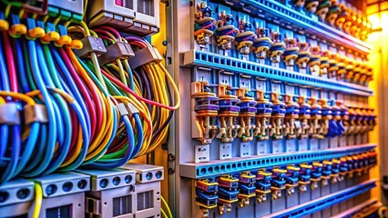 Electrician Working on Electrical Panel, Close-up of Wiring and Components
