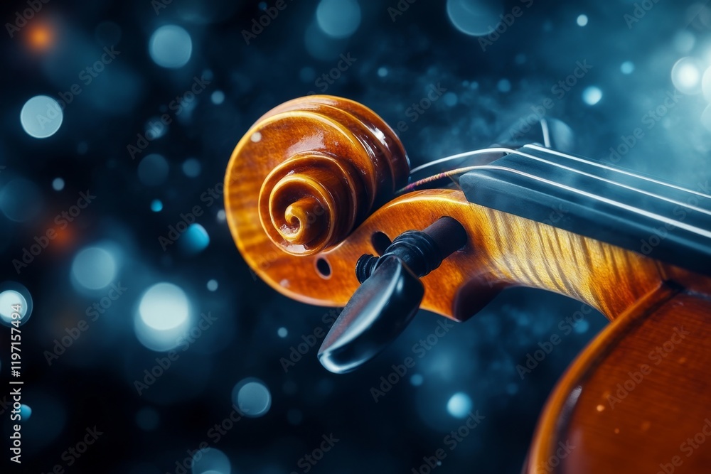 Poster a close-up of the fine tuners on a violin tailpiece, showing the craftsmanship and delicate design