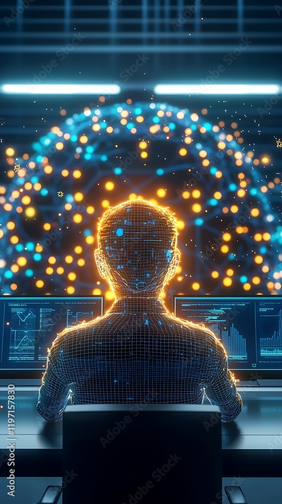 Aufkleber high-tech data center server control, futuristic it operations center concept