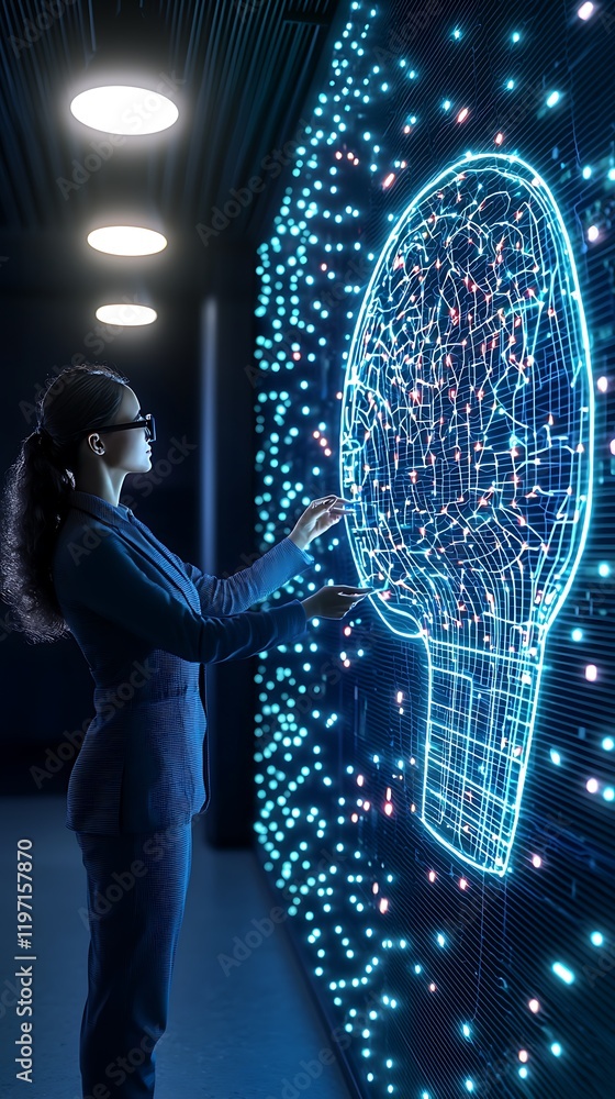 Poster high-tech data center server control, futuristic it operations center with advanced technology