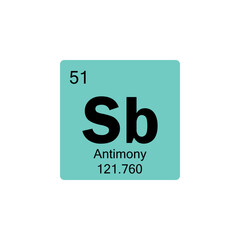 periodic table Antimony colored icon