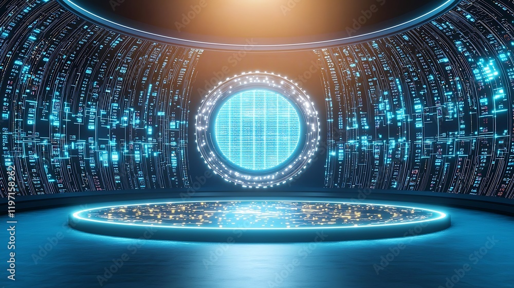 Aufkleber high-tech data center server control, advanced cyber security technology background