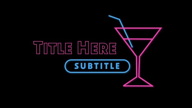 Neon Glowing Sign With Cocktail Title