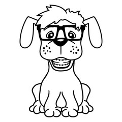 Dog Nerd Horn-Rimmed Glasses Geek Braces Smart Fun Design Lover Art Vector Illustration Card T-Shirt Poster Sticker Graphic Print Decorative Drawing Isolated Logo Decoration Symbol Creative Cool Style