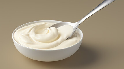 Creamy White Dip in a Bowl with Spoon