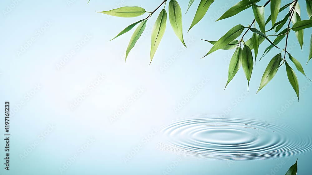 Canvas Prints branches stretched out into the calm lake and the water surface began to shake.