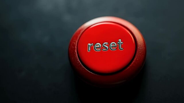 red reset button on the black background