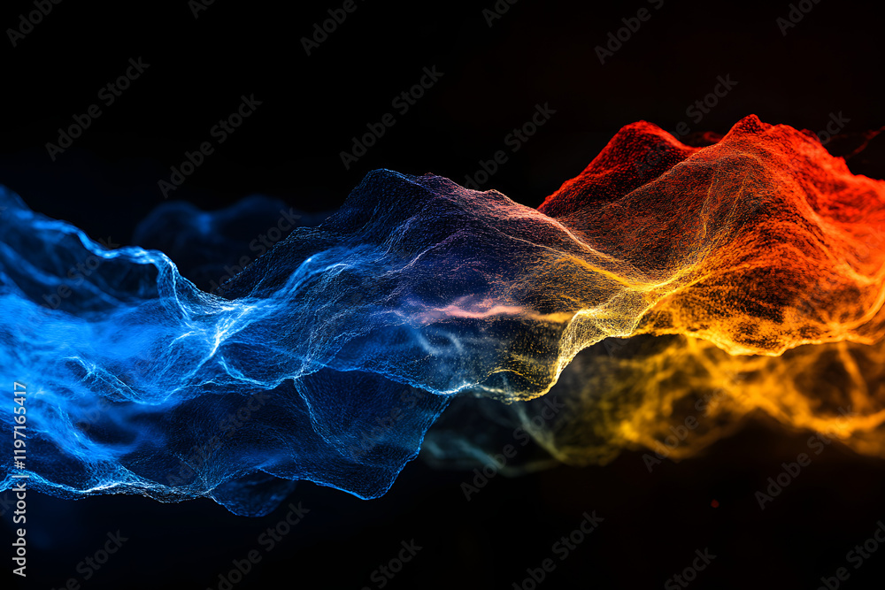 Wall mural abstract representations of temperature variations on a large black background