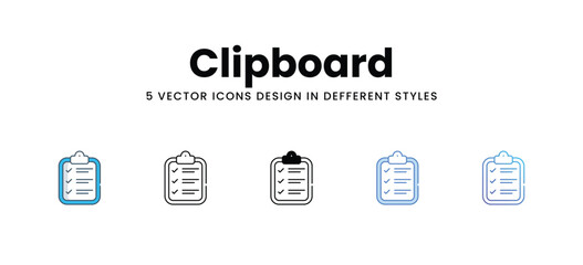 Clipboard icons in different style vector stock illustration