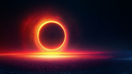 Obraz premium Glowing Circular Portal Over a Digital Landscape