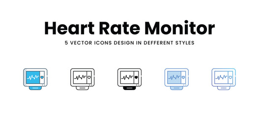 Heart Rate Monitor icons in different style vector stock illustration