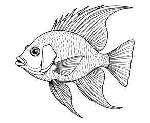 Angelfish Coloring Page  Illustration