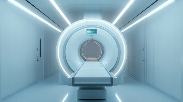Modern MRI Scanner in a Bright and Clean Medical Imaging Room with Advanced Technology and Clear Design