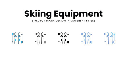 Skiing Equipment icons in different style vector stock illustration
