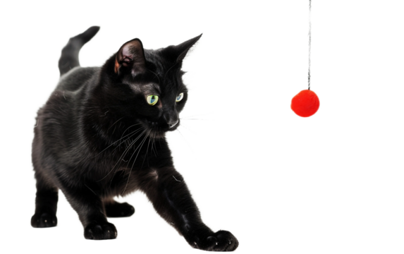 Playful Black Cat on transparent background PNG.