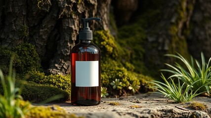 Brown Glass Shampoo Conditioner Mockup - Natural Body Care