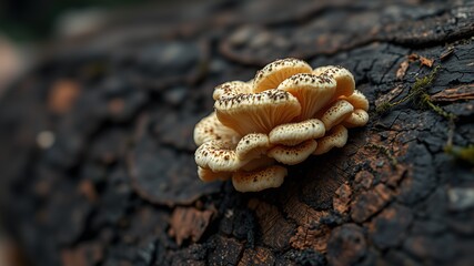 Close-Up Trametes Versicolor on Dry Logs - High Resolution Fungi Photography