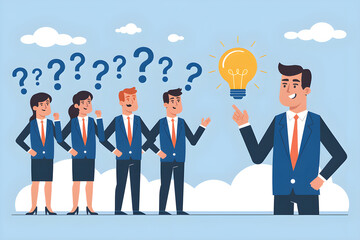 Business Team Discussing Ideas with Light Bulb Creativity Concept