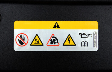 Under Bonnet Yellow Warning Label Stickers, Danger Sticker under car hood, Vehicle Rules Safety...