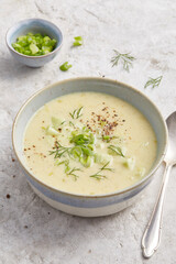 Potato Soup with Spring Onion Garnish