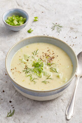 Potato Soup with Spring Onion Garnish