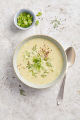 Potato Soup with Spring Onion Garnish