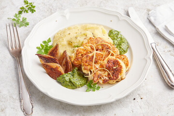 Fried Cauliflower Steaks with Creamed Potato