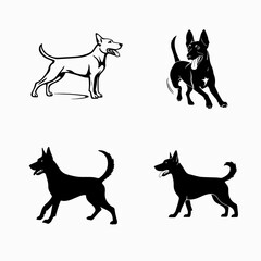 dog silhouette set,  dog silhouette, dog vector image.