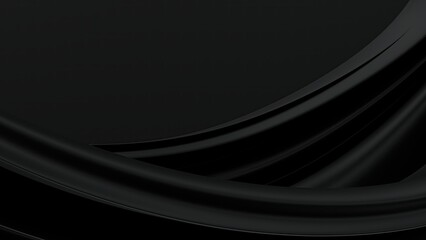 An abstract background with a luxurious feel, featuring elegant and modern 3D rendering of curves drawn on a black matte surface, creating a chic atmosphere.