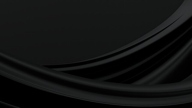 An abstract background with a luxurious feel, featuring elegant and modern 3D rendering of curves drawn on a black matte surface, creating a chic atmosphere.