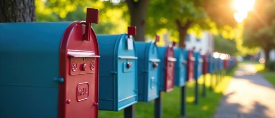 Suburb Mailbox Row - Rural Delivery Scene