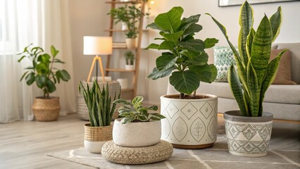 Houseplants in the interior. Generative AI.
