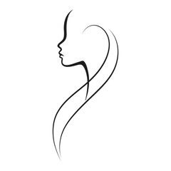 Minimalist Female Profile Line Art - Elegant Abstract Silhouette Design