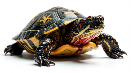 Fototapeta premium Red-Eared Slider Illness - Painful Infection Close-up