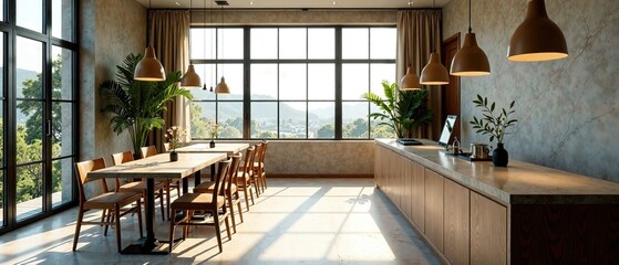 Minimalist Modern Workspace Restaurant - Natural Light
