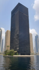 Obraz premium Dark Skyscraper Waterfront Photo