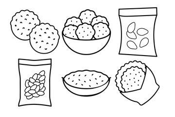Set of Cookie shillouette vector illustration