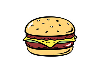 Delicious Cheeseburger Cartoon Illustration - Vibrant Food Art