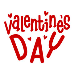 Valentine’s Day typography text on plain white transparent isolated background for card, shirt, hoodie, sweatshirt, apparel, tag, mug, icon, poster or badge
